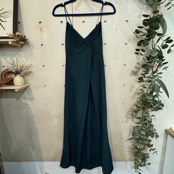MADEWELL The Layton Midi Slip Dress Size 6 NEW Ancient Forest Green Drapey  NWT - Picture 5 of 11